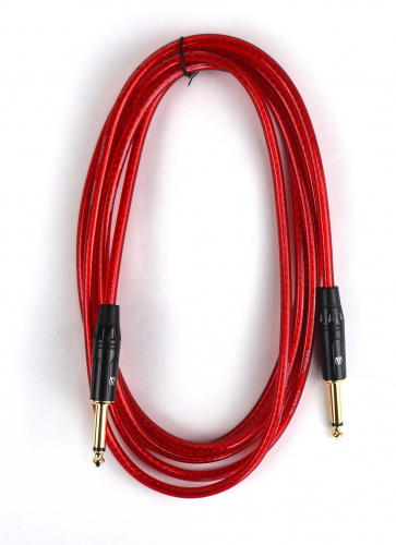 AuraSonics J63J63-3TRD гитарный кабель Jack TS 6.3мм Jack TS 6.3мм 3м, прозрачный красный фото 3