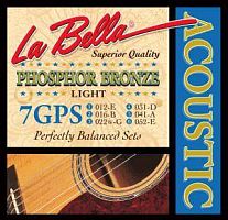 La Bella 7GPS Струны для акустической гитары "Phosphor Bronze" Light, стальные, 3,4,5,6 - обмотка -