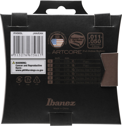 IBANEZ IFAS6SL Струны для электрогитары, сталь, 11-50, лёгкое натяжение фото 2