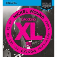 D'Addario EXL170-5 Струны для 5-струнной бас-гитары, soft long, 045-130