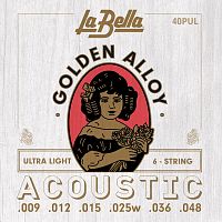 LA BELLA 40PUL струны для акустической гитары, бронза, Ultra Light, 9-48