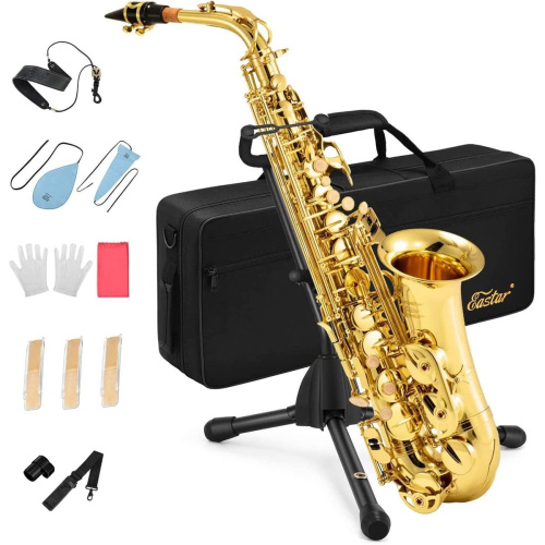 Eastar AS-II Student альт-саксофон, комплект со стойкой, лак золото