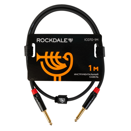 ROCKDALE IC070-1M инструментальный кабель, позолоченные металлические разъемы mono jack, цвет черный, 1 метр