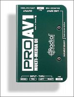 Radial PRO-AV1 мультимедиа дибокс, входы/thru 1/8" ,1/4" TRS, 2x RCA, 1x XLR, выход 1x XLR