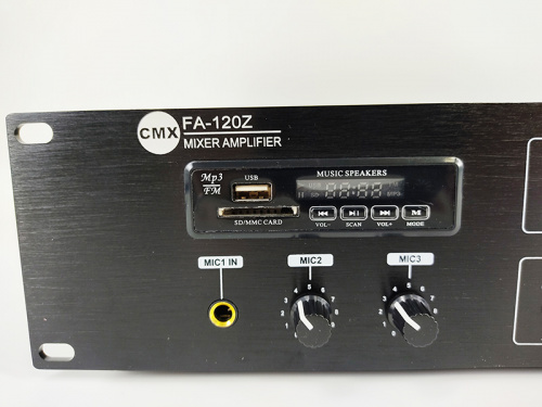 CMX Audio FA-120Z Микшер усилитель, 3 зоны с отдельным контролем громкости, 120ватт, встроенный Mp3 плеер USB и SD, FM тюнер Bl фото 4