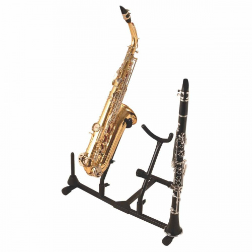 OnStage SXS7201B стойка для 2-х саксофонов, с доп.держателем для 2-х флейт/кларнетов, черная фото 2