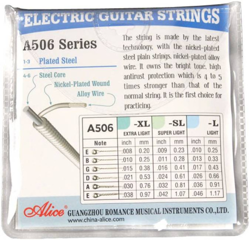 Alice A506-SL Струны для электрогитары, Nickel alloy, Super Light tension, 9-42 фото 2