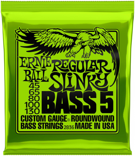 Ernie Ball 2836 струны для 5-струнной бас-гитары Nickel Bass Reguilar Slinky 5 (45-65-80-100-130)