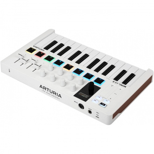 Arturia MiniLAB 3 25 клавишная MIDI-клавиатура - пэд-контроллер, 9 регуляторов, 8 RGB пэдов, 8 фейдеров, дисплей, сенсорные регуляторы Pitch/Modulatio фото 2