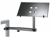 K&M 18815-000-55 держатель ноутбука/iPad для клавишных стоек квадратного профиля, 8 положений наклона, сталь, чёрный