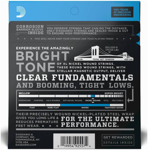 D'Addario EXL220-5 Струны БАС, nickel, super soft 40-125 фото 2