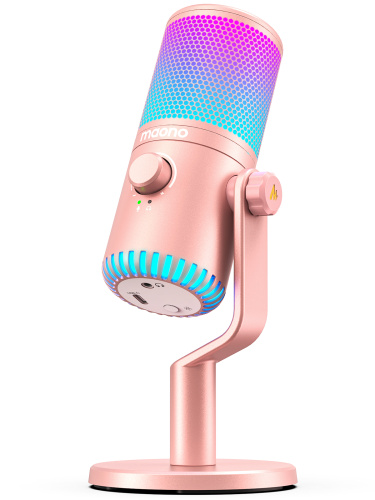 Maono DM30RGB (pink), конденсаторный USB микрофон, 24bit 48kHz, ПО Maono Link, RGB подсветка фото 3