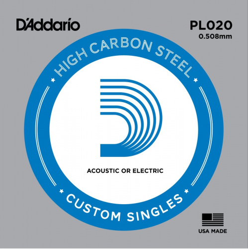 D'ADDARIO PL020 Single Plain Steel 020 одиночная струна