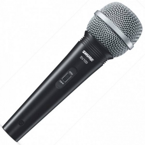 SHURE SV100-A микрофон динамический вокально-речевой с выключателем и кабелем (XLR-6.3 мм JACK), черный, серебристая сетка фото 5