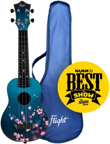 FLIGHT TUS 32 SAKURA укулеле Travel, сопрано, черная с рисунком, пластик