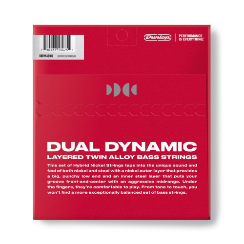 Dunlop DBHYN45105 Dual Dynamic Hybrid Nickel cтруны для бас-гитары 45-105, никель/ сталь фото 2