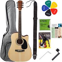 TERRIS TD-045 NA Starter Pack набор гитариста: ак. гитара натурального цвета и комплект аксессуров