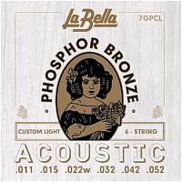 La Bella 7GPCL Струны для акустической гитары "Phosphor Bronze" Custom Light, стальные, 3,4,5,6 об