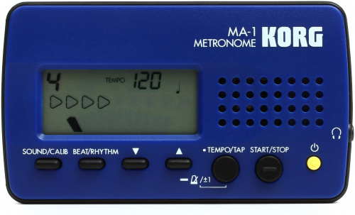 KORG MA-1BLBK цифровой метроном. Жидкокристаллический дисплей с визуализацией маятника. 13 встроенных ритмических паттернов. Ритмы: половинные, триоли