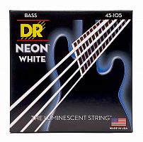 DR NWB-45 HI-DEF NEON струны для 4-струнной бас гитары с люминисцентным покрытием белые 45 105