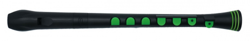 NUVO Recorder+ Black/Green with hard case блок-флейта сопрано, строй - С, немецкая система, накладка на клапана, материал - АБС пластик, цвет - чёрный фото 2