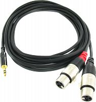 Cordial CFY 3 WFF кабель Y-адаптер джек стерео 3,5 мм/2xXLR F, 3,0 м, черный