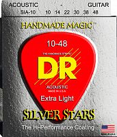 DR SIA-10 SILVER STARS струны для акустической гитары посеребрёные 10 48