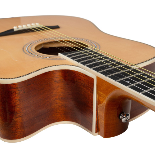 ROCKDALE Aurora D10 С NAT Solid Акустическая гитара. Форма корпуса Dreadnought с вырезом. Цвет натуральный. Глянцевое покрытие. Верхняя дека из массив фото 5