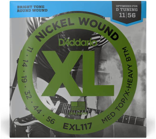 D'ADDARIO EXL117 NICKEL WOUND MEDIUM TOP/EXTRA-HEAVY BOTTOM 11-56 струны для электрогитары, никелерованная сталь, 11-56 фото 3