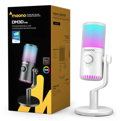 Maono DM30RGB (white), конденсаторный USB микрофон, 24bit 48kHz, ПО Maono Link, RGB подсветка фото 5