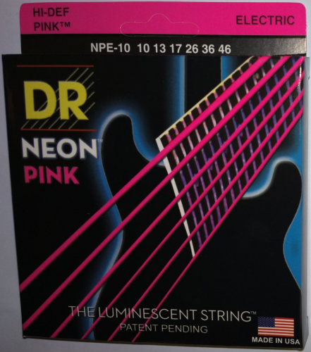 DR Strings NPE-10 Струны для электрогитары NEON Pink Electric 10-46 Medium, розовый неон
