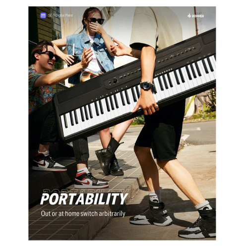 Donner SE-1 портативное цифровое пианино, 88 клавиш, 128 полифония, 200 тембров, 100 ритмов фото 7