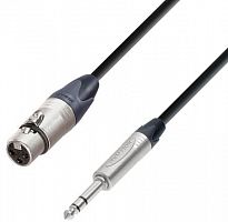 ADAM HALL K5 BFV 0150 микрофонный кабель XLR(F)-Jack stereo, с разъёмами Neutrik, 1,5 м