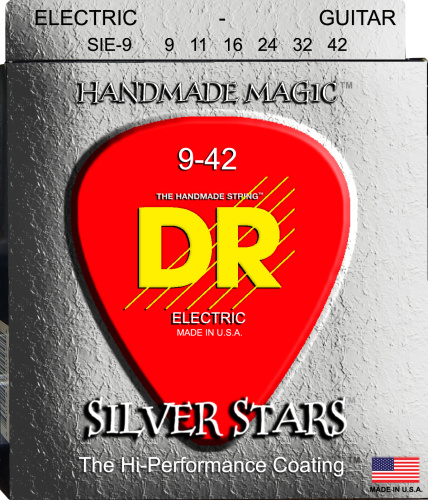 DR SIE-9 SILVER STARS струны для электрогитары посеребрёные 9 42