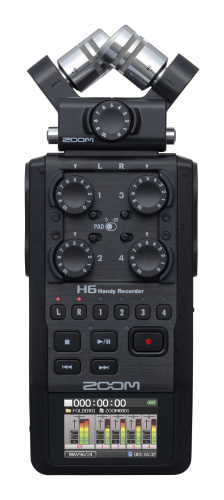 Zoom H6 BLACK ручной рекордер-портастудия. Каналы 4/Сменные микрофоны/Цветной дисплей/черный цвет