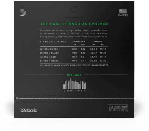 D'ADDARIO NYXL4095 NYXL Bass, Super Light, 40-95 струны для бас-гитары фото 2