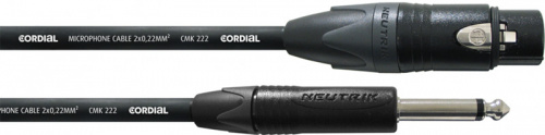 Cordial CPM 2,5 FP микрофонный кабель XLR female/моно джек 6,3 мм, разъемы Neutrik, 2,5 м, черный