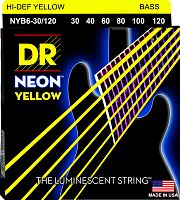 DR NYB6-30/120 HI-DEF NEON струны для 6-струнной бас гитары с люминесцентным покрытием жёлтые