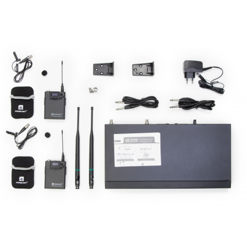Relacart UR-222DMT 2-х канальный приемник UR-222D + два поясных передатчика UT-222 + 2 петл. мик фото 11