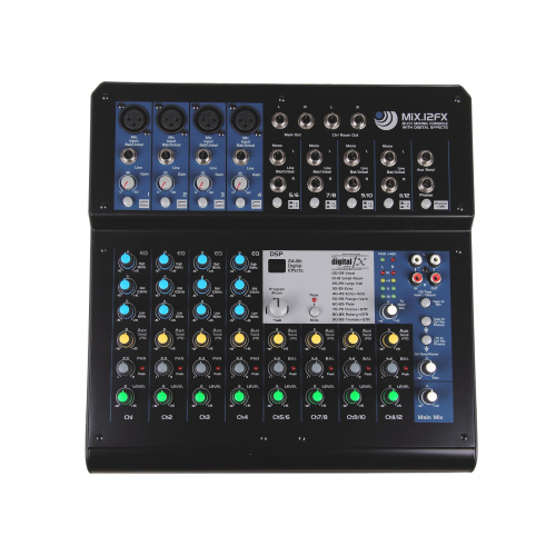 INVOTONE MiX12FX микшерный пульт, 4 микрофонных входа, 4 стереовхода TRS, 3-х полосный эквалайзер, фото 2
