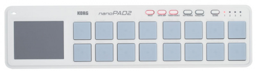 KORG NANOPAD2-WH портативный USB-MIDI-контроллер, 16 чувствительных к скорости нажатия пэдов, тачпэд, кнопки Hold, Gate Arp, Touch Scale, Key/Range, S