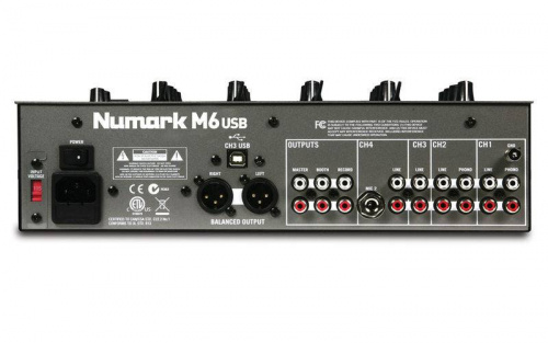 NUMARK M6USB 4-канальный компактный настольный микшер входы: 2 микрофонных, 2 phono, 4 линейных. USB-интерфейс фото 5