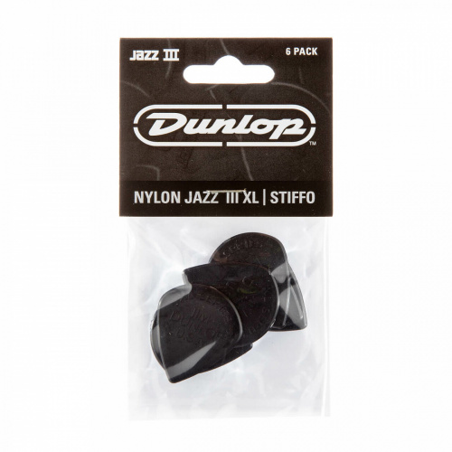 Dunlop Nylon Jazz III XL 47PXLS 6Pack медиаторы, острый кончик, толщина 1.38 мм, черные, 6 шт. фото 3