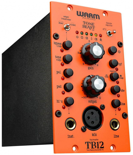 WARM AUDIO TB12-500 дискретный микрофонный предусилитель/DI, усиление 71дБ, трансформатор CineMag, Insert-шина, инструментальный