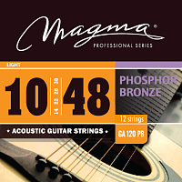 Magma Strings GA120PB12 Струны для 12-струнной акустической гитары 10-48, Серия: Phosphor Bronze, Калибр: 10-14-22-28-38-48, Обмотка: круглая, фосфори