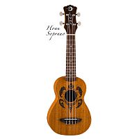 Luna UKE HONU укулеле, сопрано, чехол в комплекте, коричневая, гавайские узоры