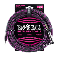 Ernie Ball 6068 кабель инструментальный, прямой / угловой джеки, 7,62 м, цвет чёрный с фиолетовым