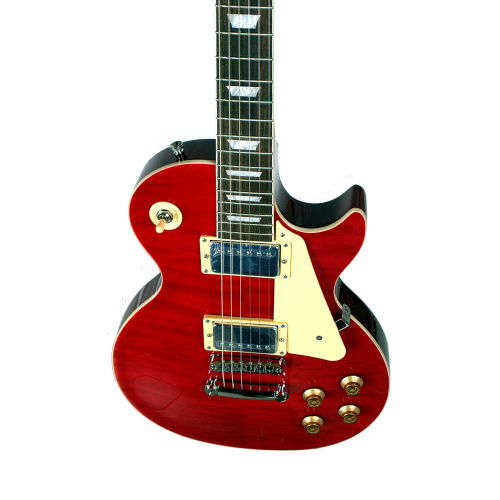 REDHILL LPX200/TRD эл.гитара, Les Paul, H+H, 2V/2T/3P, клен/окоуме, цвет полупрозрачный красный фото 2