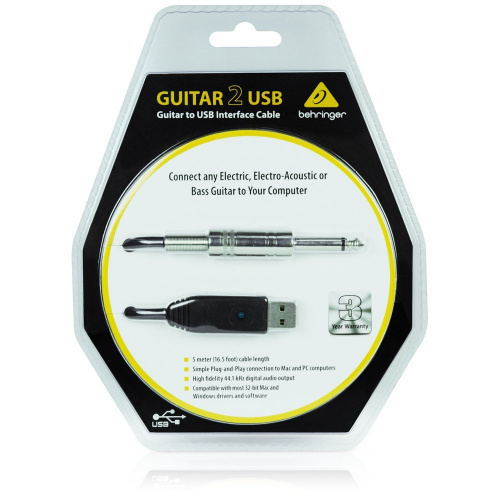 Behringer GUITAR2USB гитарный USB-аудиоинтерфейс (кабель), 44.1кГц и 48 кГц, длина 5 м. фото 2