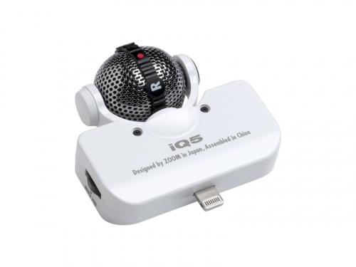 Zoom IQ5W iOS-совместимый стерео-микрофон,охват поля 90/120°, 8 pin Lightning порт, цвет белый